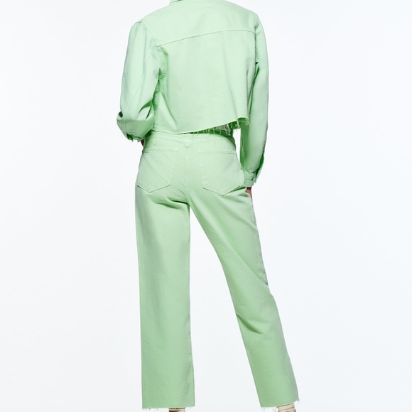 ZARA 2pcs Cropped Denim Jacket + Straight Cropped Jeans Coord Set BNWT - Picture 3 of 7